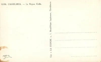 Casablanca — Obszar cywilny — Wydawnictwo «La Cigogne» — Rewers