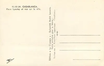 Place Lyautey — vista da cidade — Edições La Cigogne — Verso