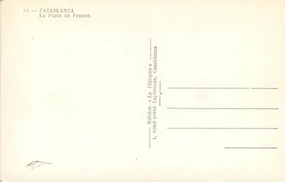 Casablanca — Plac Francji — Wydawnictwo « La Cigogne », Casablanca — Rewers
