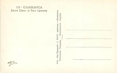 Casablanca — Święty Serce i Park Lyautey — Wyd. 'La Cigogne' — Rewers