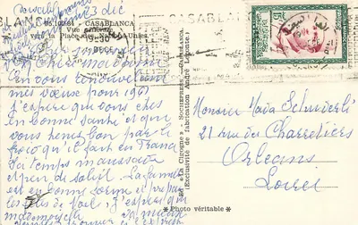 Ogólny widok Casablanca — Plac Narodów Zjednoczonych — Wydawca La Cigogne — Rewers
