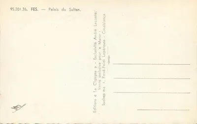 Fès — Pałac Sultana — Wydawnictwo «La Cigogne» — Rewers