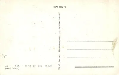 Fès - Porta de Bou Jeloud — lado Norte — CI dos Arts Photomécaniques, 44, r. Letellier, Paris-15e — Verso