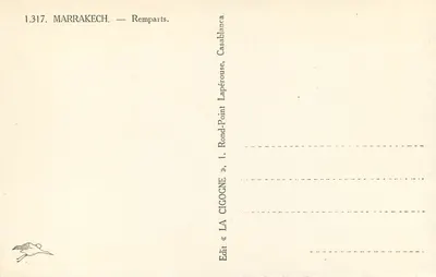 Marrakech — Muralhas — Edição « La Cigogne » — Verso