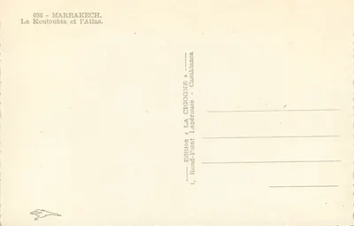 Koutoubia i Atlas — Marrakech — Wydanie « La Cigogne » — Rewers