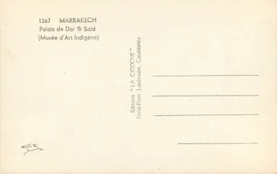 Pałac Dar Si Said — Muzeum Sztuki Krajowej — Wydawnictwo "LA CIGOGNE", Casablanca — Rewers