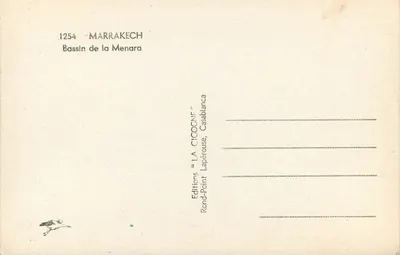 Bacia da Menara — Marrakech — Edições "LA CICOGNORSE" — Verso