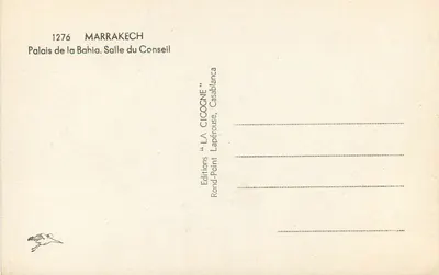 Palácio da Bahia — Sala do Conselho — Edições "LA CICOGNE", Casablanca — Verso