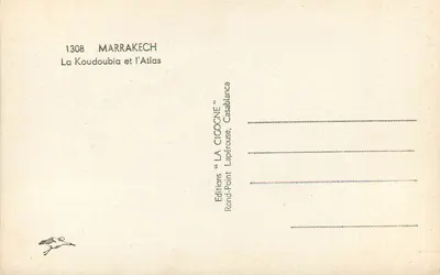 Koudoubia i Atlas — Marrakech — Wydawnictwo 'LA CICOGNE', Casablanca — Rewers
