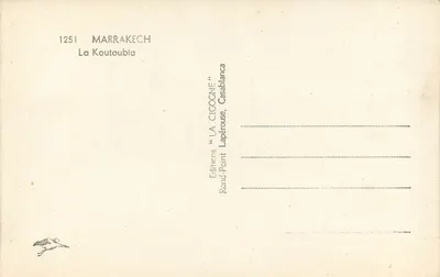 Koutoubia — Marrakech — Wydawnictwo "LA CICOGNE", Casablanca — Rewers