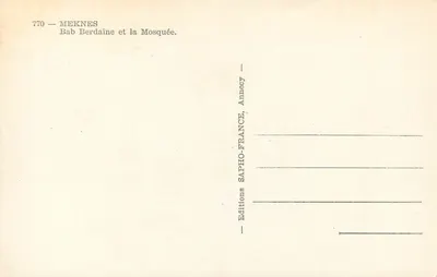 Meknès — Bab Berdaïne e a Mesquita — Éditions SAPHO-FRANCE, Annecy — Verso