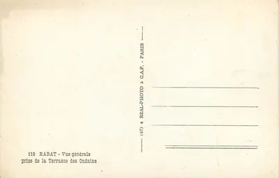 Rabat — Ogólny widok z Tarasy Oudaïas — C.A.P. Paris — Rewers