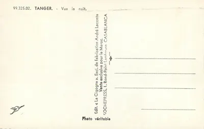 Tânger — Vista à noite — La Cigogne, n° 99.325.02 — Verso