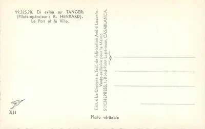 Tanger — Widok z powietrza portu i miasta — La Cigogne, nr 99.325.78 — Rewers