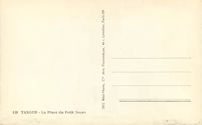 Tangier — Plac Petit Socco — Duży Kawiarnia Centralna i Hotel Fuentes — wydawca Cap — Rewers