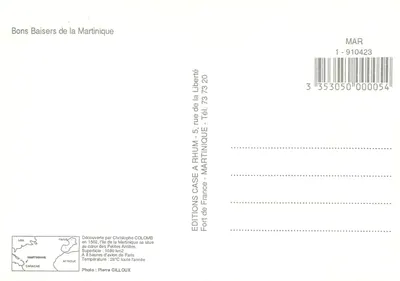 Świetne pocałunki z Martiniki — wydawnictwo Éditions Case à Rhum, nr 1-910423 — Rewers