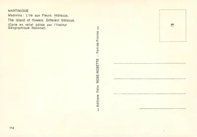 Martinique — karta wzniesiona z kwiatami — Wydawnictwo Félix Rosette — Rewers