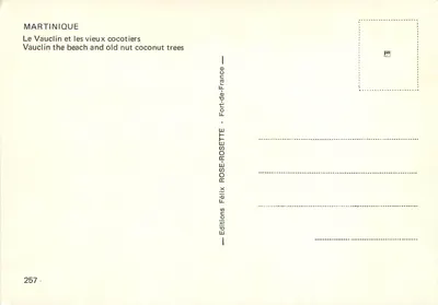 Vauclin — plaża i stary kokosowe drzewa — Wydawnictwo Félix ROSE-ROSETTE, nr 257 — Rewers