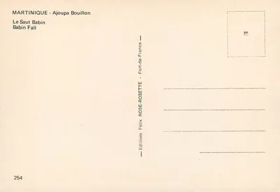Martinica - Ajoupa Bouillon — Le Saut Babin — Edições Félix Rose-ROSETTE, n°254 — Verso