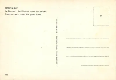 Martinique — Het Diamant tussen de palmen — Uitgaven Félix ROSE-ROSETTE, n°136 — Achterkant