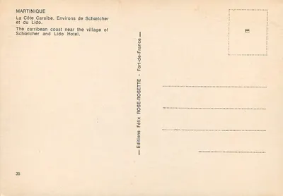 Martinique — La Côte Caraïbe, Environs de Schœlcher et du Lido — Éditions Félix Rose-ROSETTE — Verso