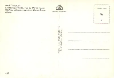 Martinique — Montanha Pelée, vista do Morne-Rouge — Gouleurs Naturelles, n°295 — Verso