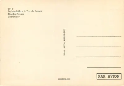 Mardi-Gras w Fort-de-France — Diablies-Rouges — Oliché ANCA BERTRAND, N°6 — Rewers
