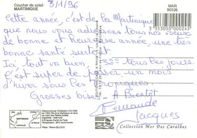 Martinique — zachód słońca — Éditions Case à Rhum — Rewers