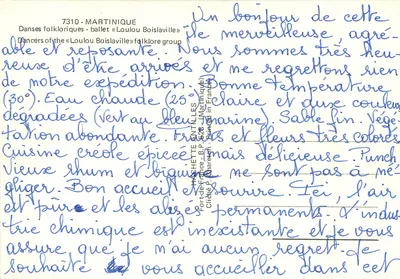 Martinique — Volksdansen van de «Loulou Boislaville» — uitgever Clichette Antille — Achterkant
