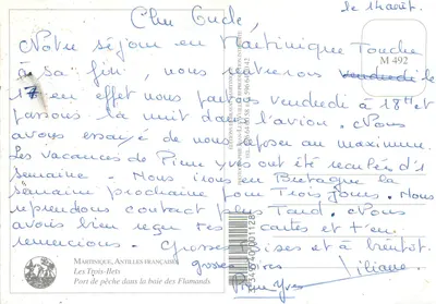 Martinique — Port rybacki w zatoce Flamandów — Wydawnictwo Jean-Luc VILLE — Rewers