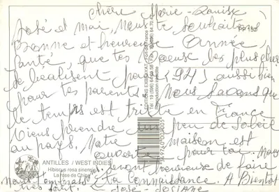 Hibiscusbloemen — Antillen / West-Indië — Éditions Exbrayat, Fort-de-France — Achterkant