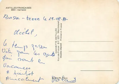 Antilhas Francesas — Carnaval — editor IRIS, n° 8551 — Verso