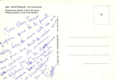 Forte St-Louis — Martinique — Éditions ROSE-ROSETTE n°260 — Verso