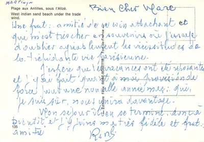 Plaża na Antylach, pod wiatrem Alizé — Wydawnictwo Félix ROSE-ROSETTE, nr 135 — Rewers