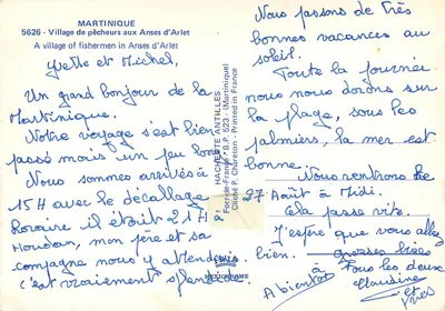 Anses d'Arlet — Aldeia de pescadores — Hachette Antilles — Verso