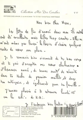 Piaszczysty plaż i palmi — Martinique — Éditions Case à Rhum, seria V 17 — Rewers