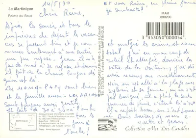 Pointe du Bout — Martinique — Edições Case Arhum — Verso