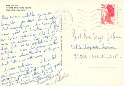 Colheita da cana-de-açúcar — Martinique — Edições Félix Rosette — Verso
