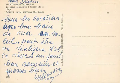 Martinique - Lorrain — fala Atlantycka atakująca plażę — Wydawnictwo Félix Rose-Rosette, nr 326 — Rewers