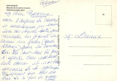 Martinique — Zbieranie trawy cukrowej — Wydawnictwo Félix Rose-Rolette, nr 83 — Rewers