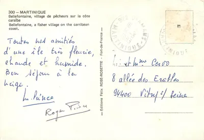 Bellefontaine — vila de pescadores na costa caribenha — Éditions Félix Rose-Rosette, n°300 — Verso