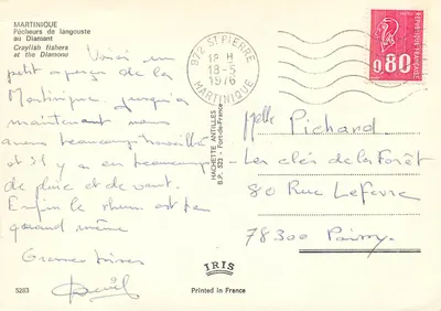 Rybakowie z krabami przy Diamancie — Martinique — wydawca IRIS, nr 5283 — Rewers