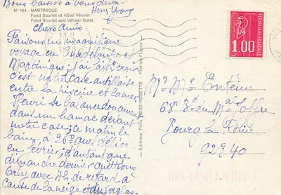 Fond Bourlet e Hotel Vétiver — Martinica — Edizioni Félix Rosette, N° 144 — Verso