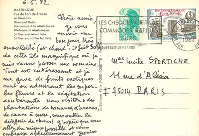 Lembranças da Martinica — Edições Félix Rosette, n° 75014 — Verso