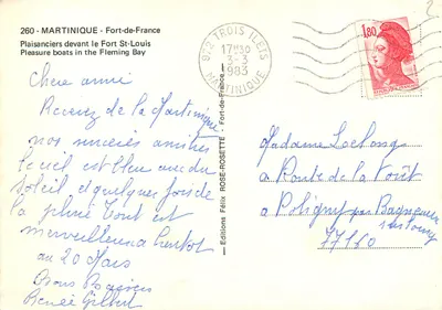 Embarcações diante do Forte St-Louis — Martinique — Éditions Iles — n°260 — Verso