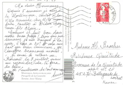 Tartane, Anse l'Étang — Martinique — Edições André Exbrayat — Verso