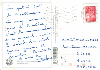 Trois-Ilets — widok panoramiczny z kościołem, plażą i łódkami — Éditions André Exbrayat — Rewers