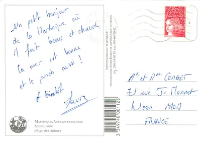 Les Salines — Martinique — Edições André Exbrayat — Verso