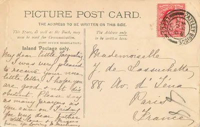 Bilhete postal antigo Castelo de Cardiff visto de E — Verso