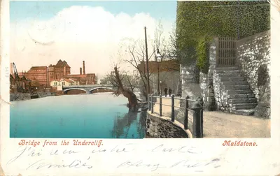 Bilhete postal antigo Ponte de Maidstone visto do Undercliff